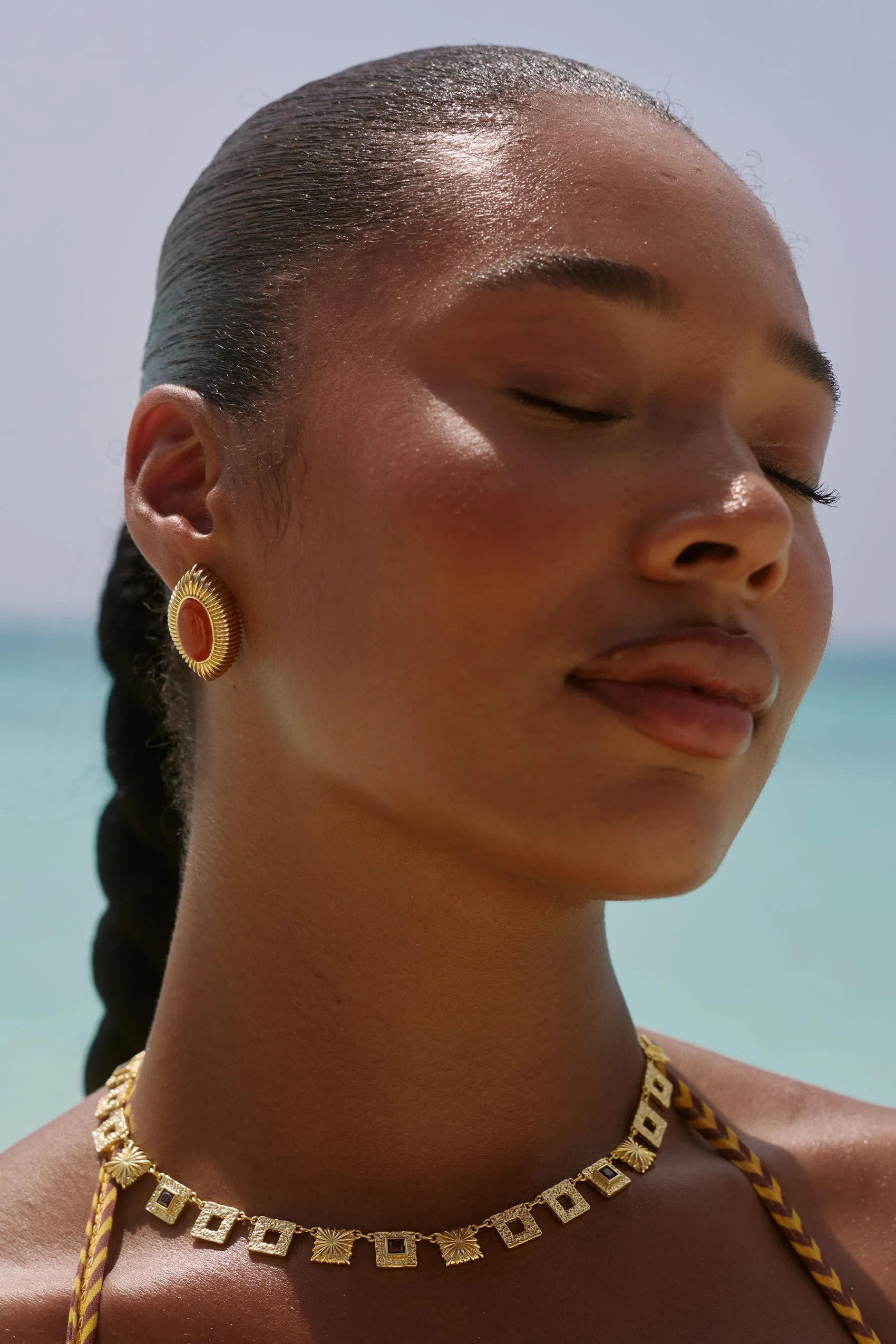 Ayana Earrings in Orange Aventurine - Image 6